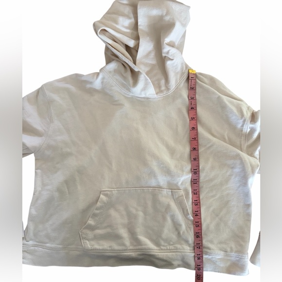 James Perse Cropped Hoodie Womens 3 Cream Cotton Pullover - Picture 4 of 7